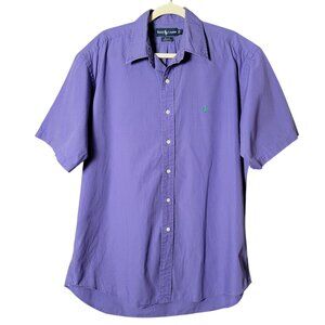 Ralph Lauren Mens Purple Blake Cotton Short Sleeve Button Down Dress Shirt Large